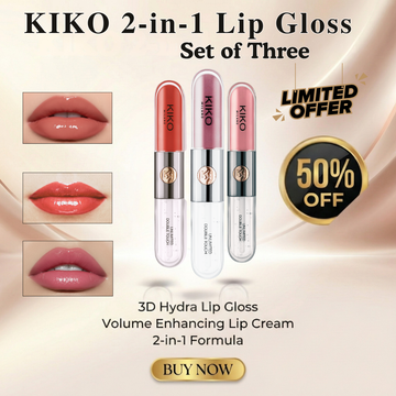 KIKO Milano 2-in-1 Lip Cream & Gloss (Set of 3) – Hydrate, Color & Plump in One
