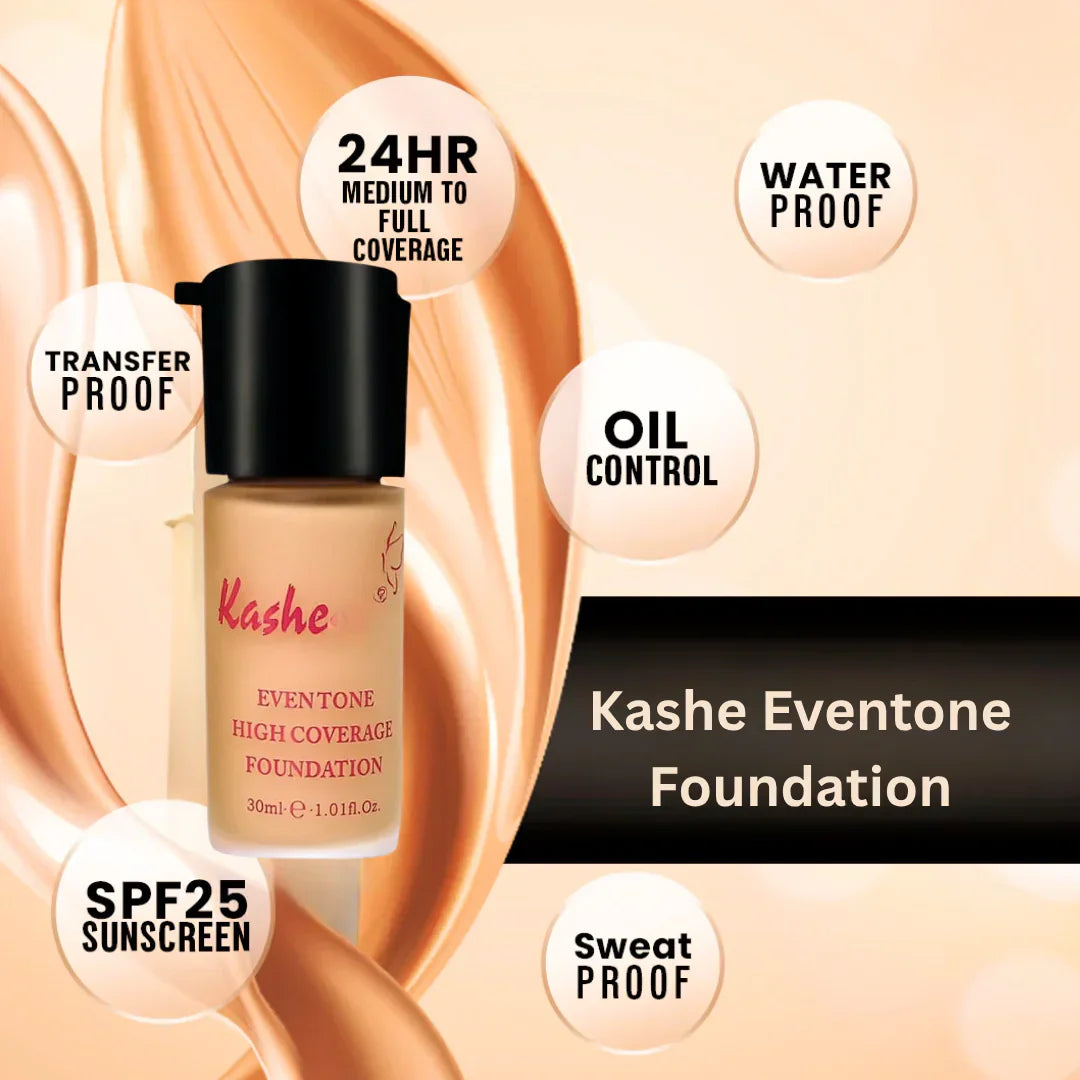 Kashe's Glam Base Trio Deal (Kashe's Eventone High Coverage foundation, Kashe's Concealer and Pier Foundation Brush)