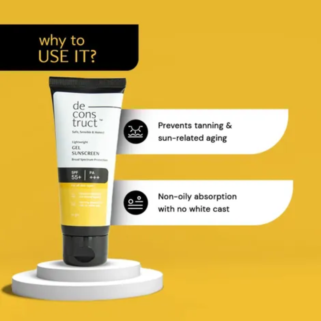 Deconstruct Face Gel Sunscreen Spf 55+ And Pa+++ (Control Oil & Give Instant Glow)